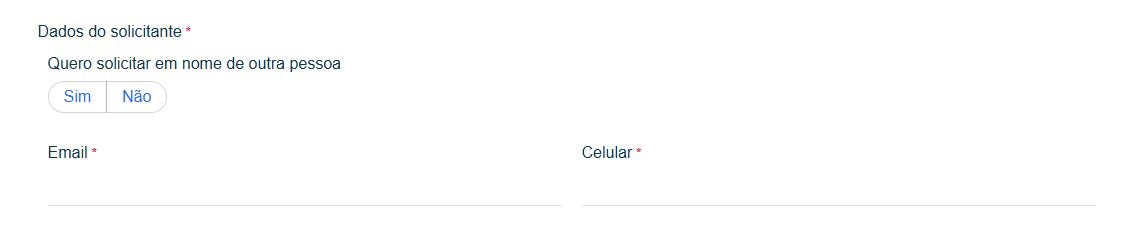 Onde informar os dados do solicitante.