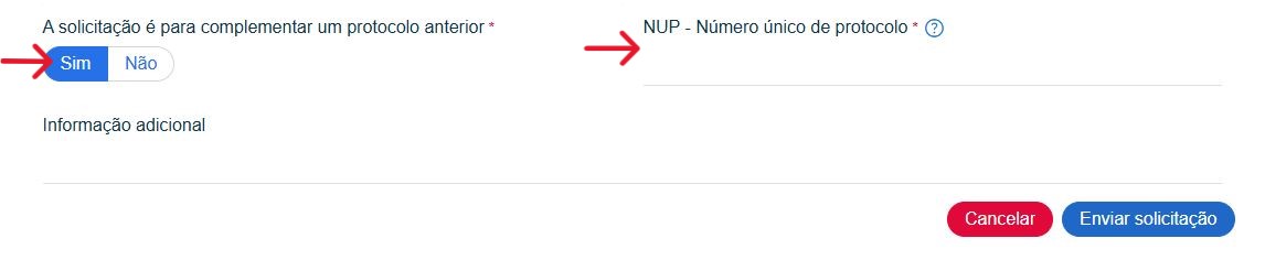 Onde informar o Número Único de Protocolo (NUP).