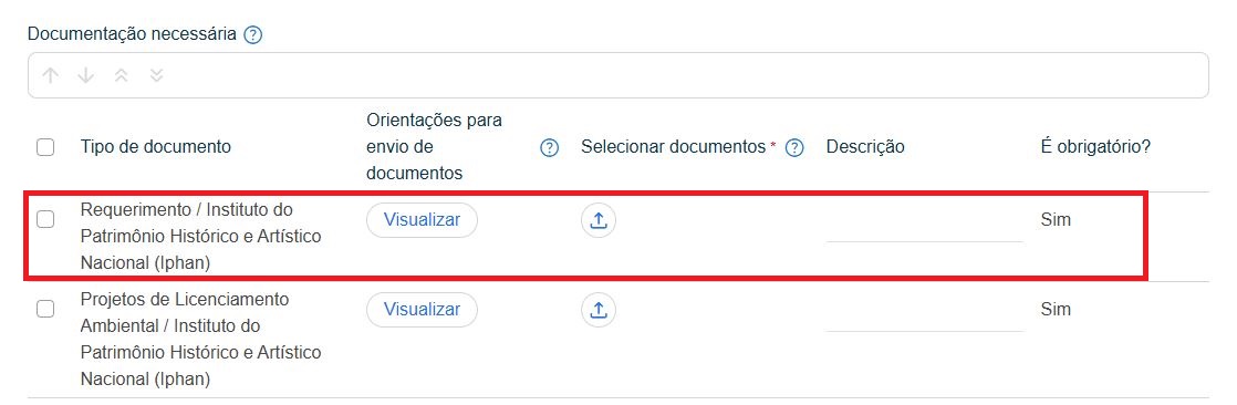 Onde selecionar a opção Requerimento