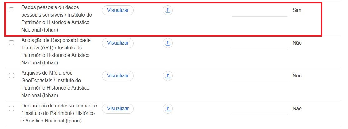 Onde selecionar a opção Dados pessoais ou dados pessoais sensíveis.