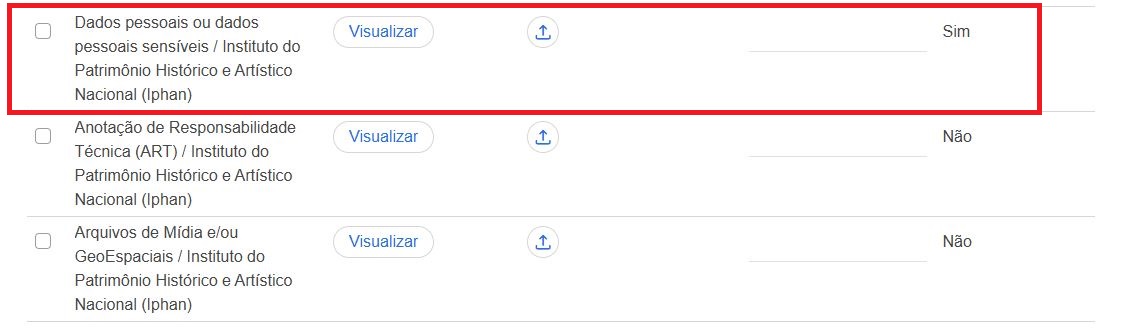 onde selecionar a opção Dados pessoais ou dados pessoais sensíveis