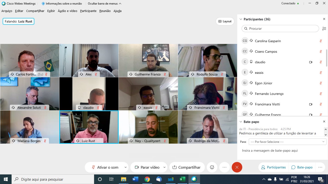 VIDEOCONFERÊNCIA CERTIFICAÇÃO DIGITAL PARA OBJETOS METROLÓGICOS.31/03/2021 16:00hs