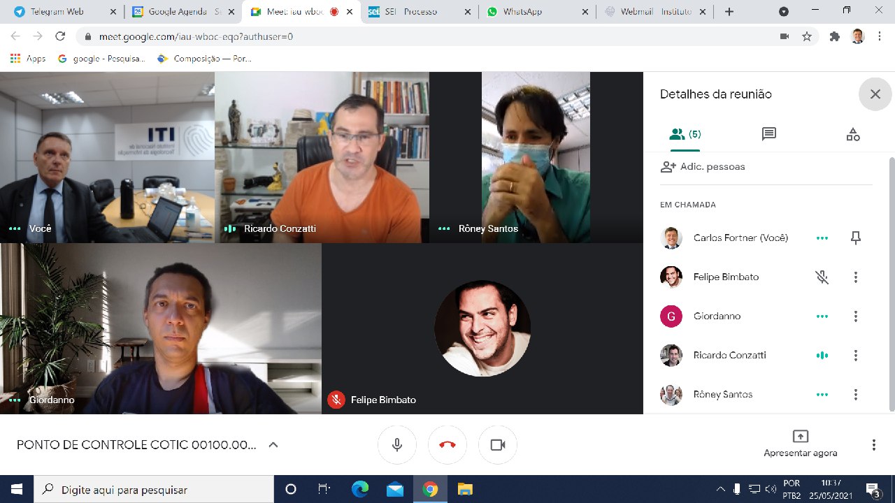 PONTO DE CONTROLE COTIC 00100.000339/2021-11 25/05/2021 10:00hs