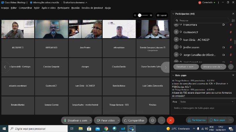 DISCUSSÃO SOBRE RELATÓRIO PARCIAL DO GTT AR-e. 24/06/2021 16:00hs