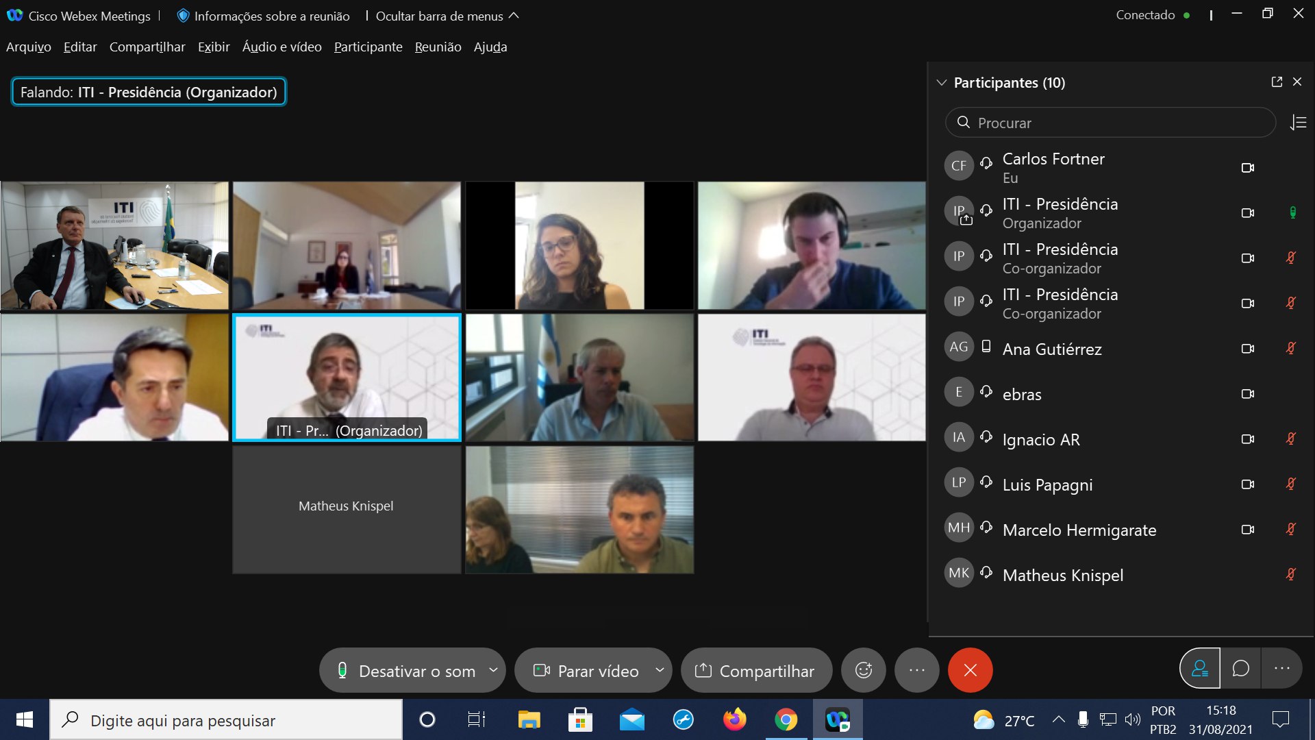 VIDEOCONFERÊNCIA ARGENTINA + RR 31/08/2021 15:00hs