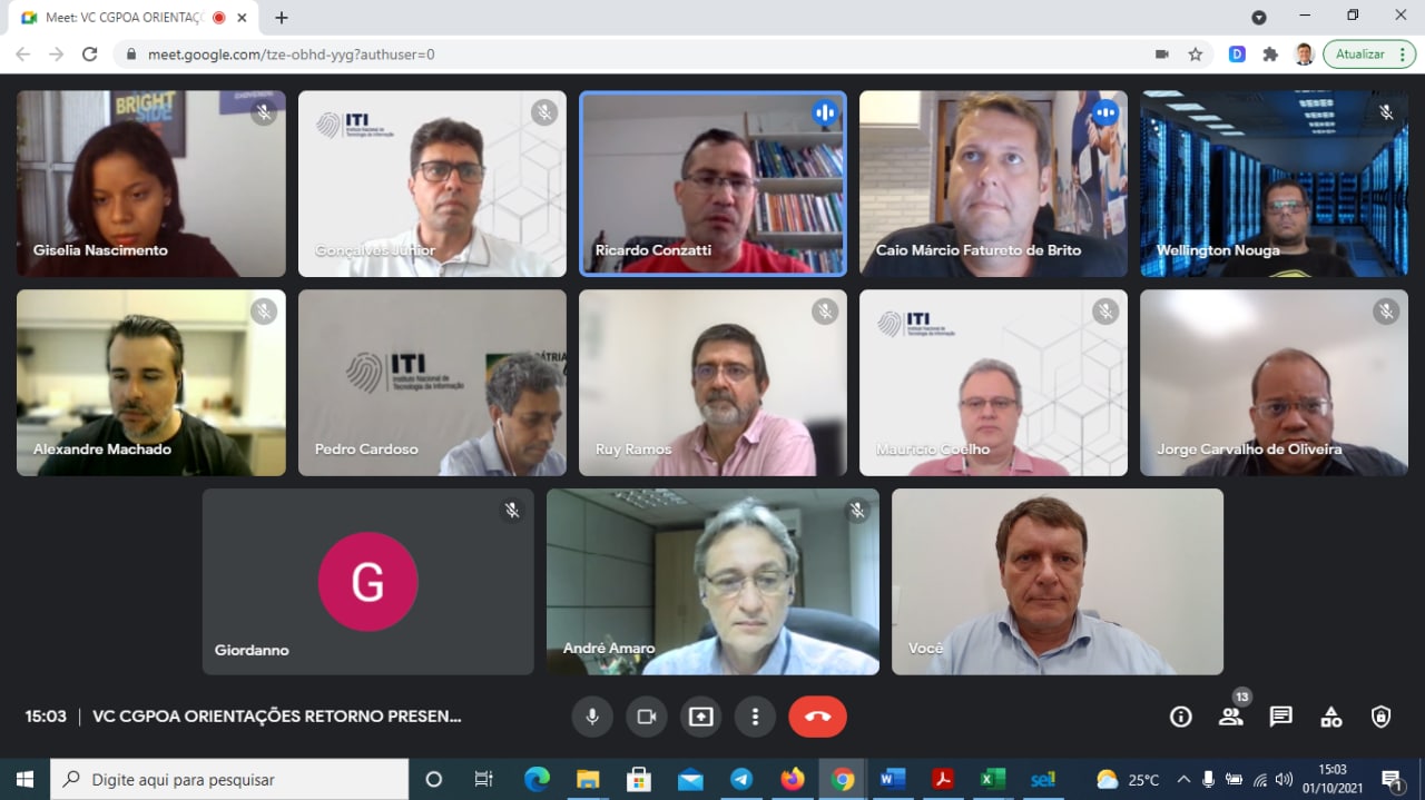 VIDEOCONFERÊNCIA CGPOA- ITI ORIENTAÇÕES RETORNO PRESENCIAL  01/10/2021 15:00hs