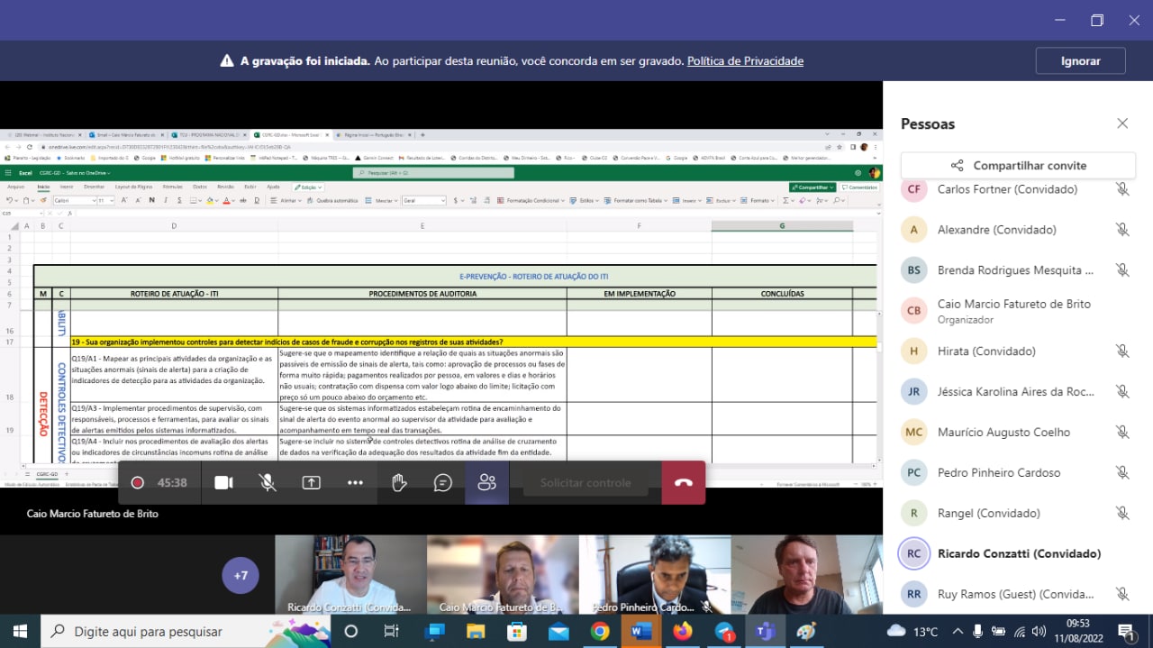 COMITÊ DE GOVERNANÇA, RISCOS, CONTROLES E DE GOVERNANÇA DIGITAL- CGRC/GD 11/08/2022 9h