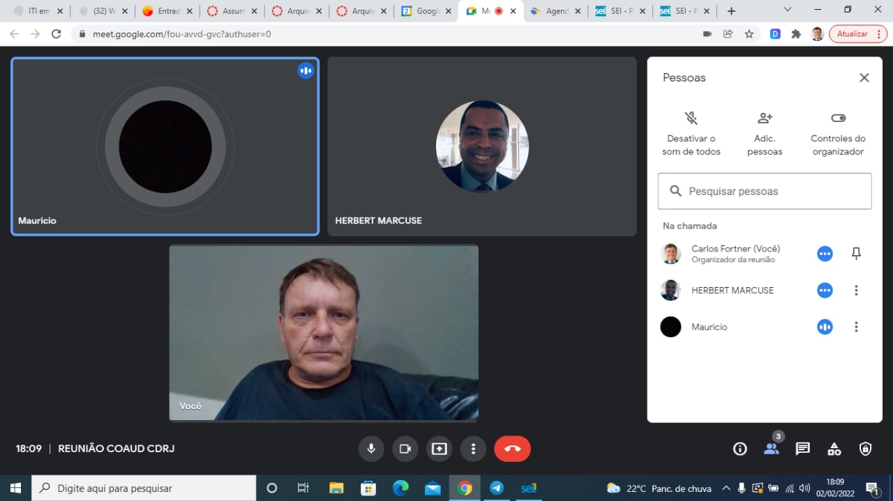 VIDEOCONFERÊNCIA COAUD CDRJ 02/02/2022 18hs