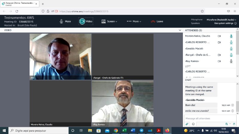 VIDEOCONFERÊNCIA AWS. 19/04/2022 10:30hs.