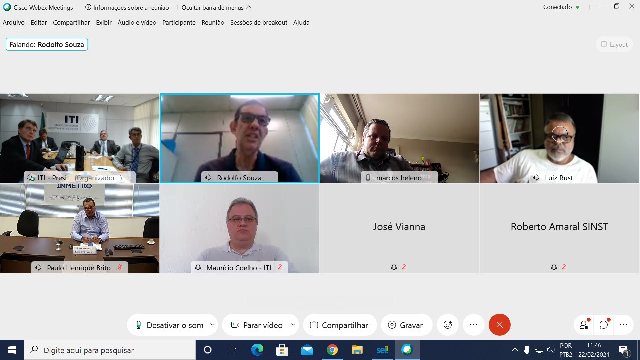 VIDEOCONFERÊNCIA INMETRO, SERPRO E ITI 22/02/2021  11h