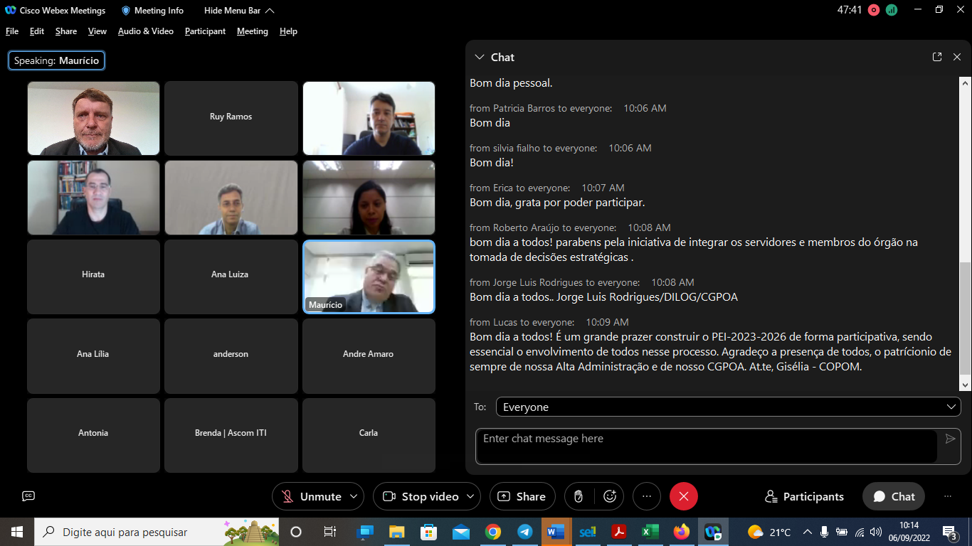 VIDEOCONFERÊNCIA PLANEJAMENTO ESTRATÉGICO 06/09/2022 10h