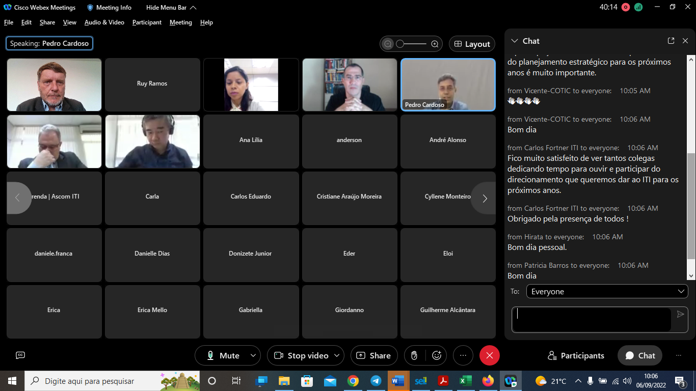 VIDEOCONFERÊNCIA PLANEJAMENTO ESTRATÉGICO 06/09/2022 10h