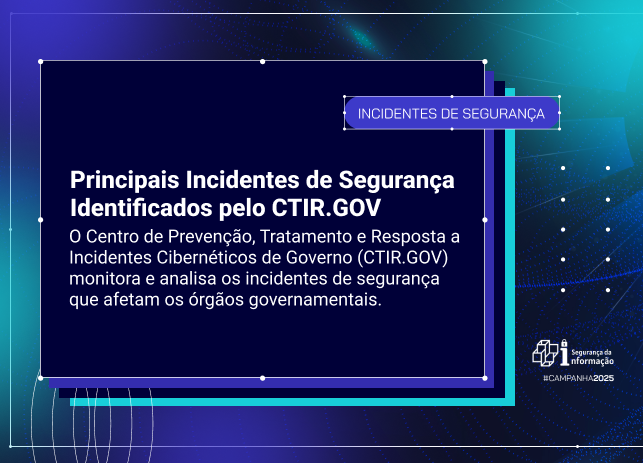 Principais Incidentes de Segurança Identificados pelo CTIR.GOV
