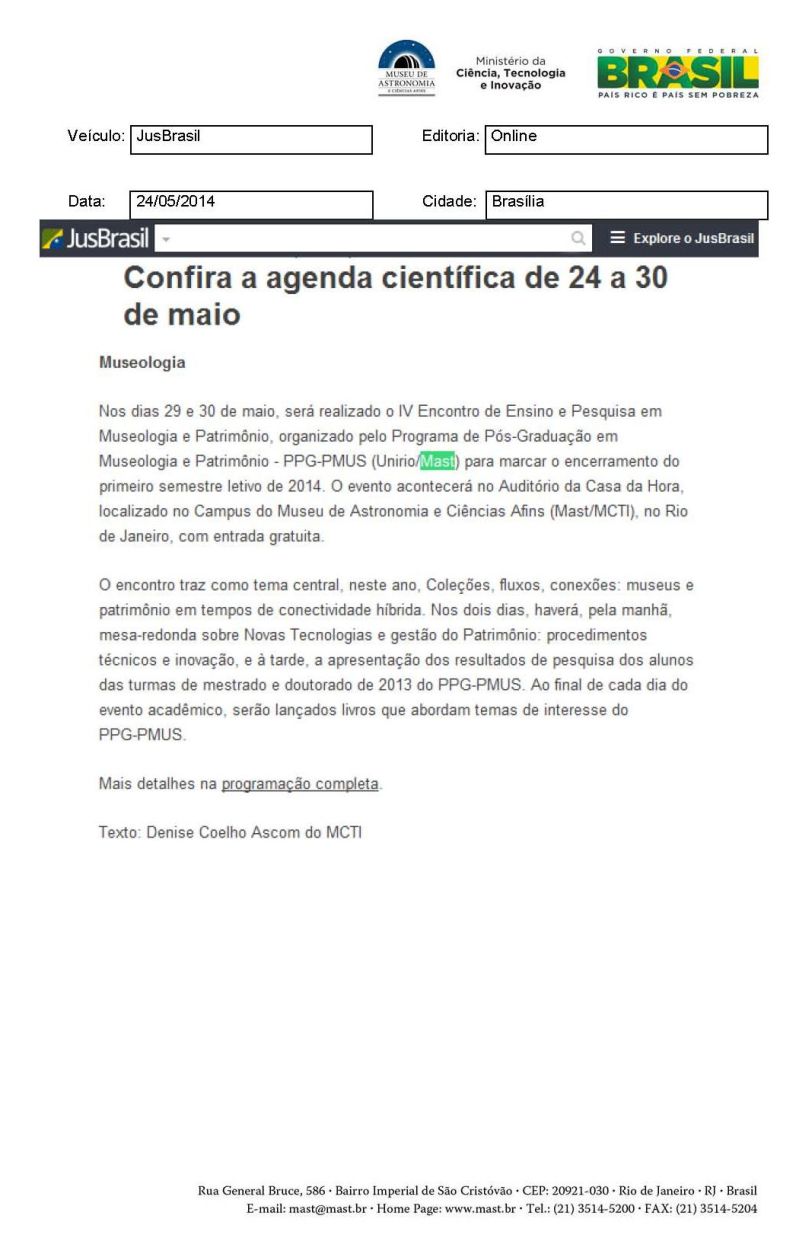 Jus brasil | Confira a agenda científica de 24 a 30 de maio