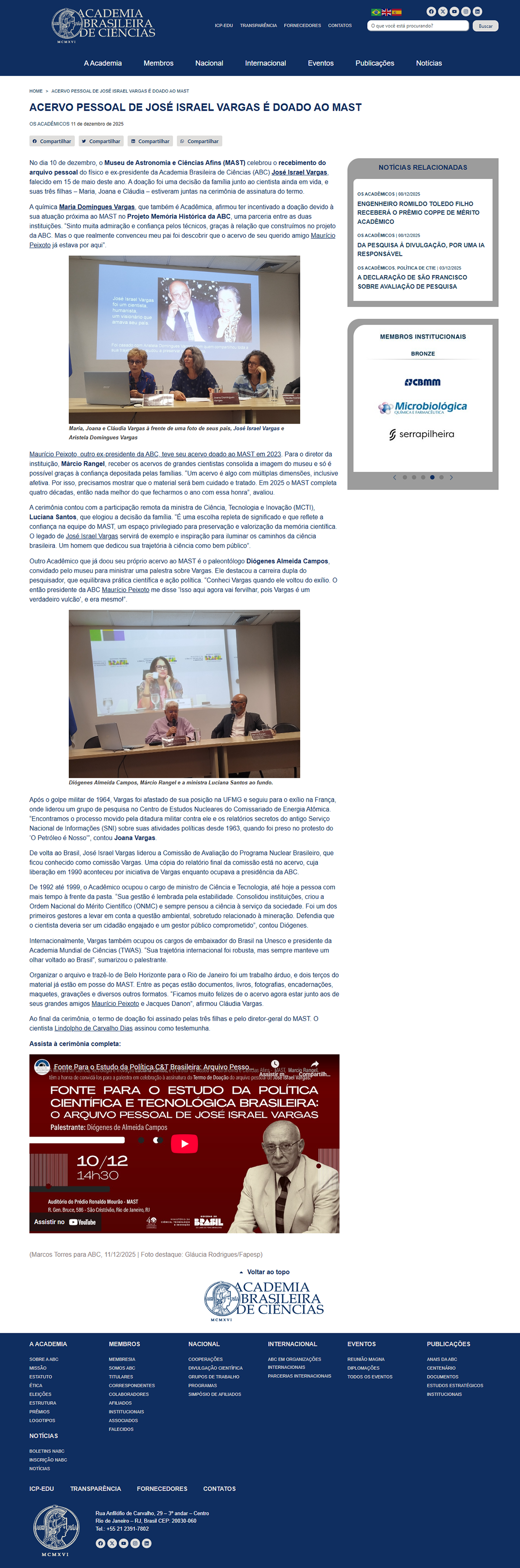 Acervo pessoal de José Israel Vargas é doado ao MAST