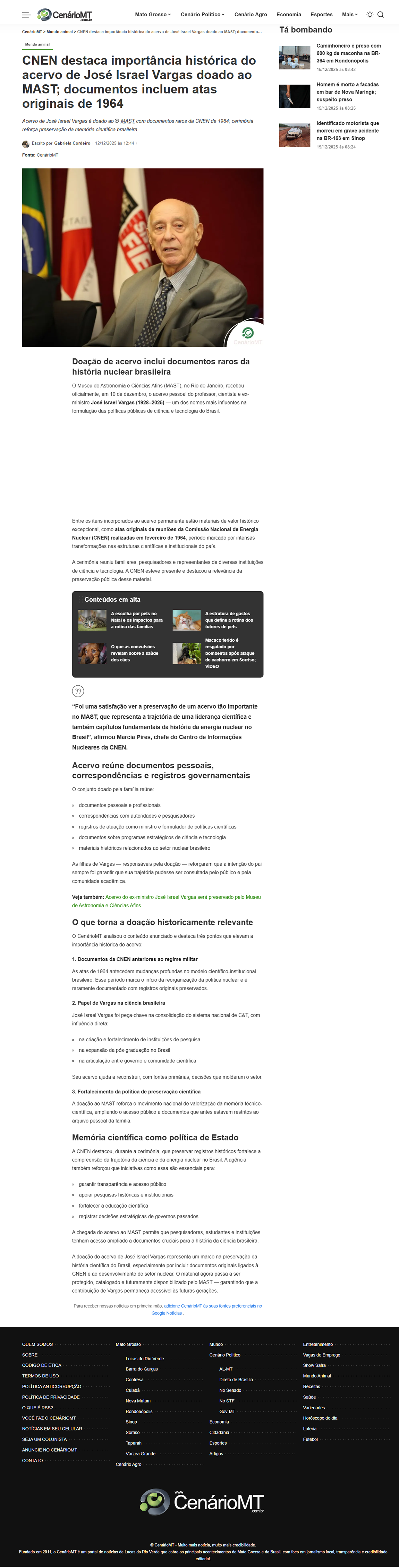 Acervo de José Israel Vargas é doado ao  MAST com documentos raros da CNEN de 1964; cerimônia reforça preservação da memória científica brasileira
