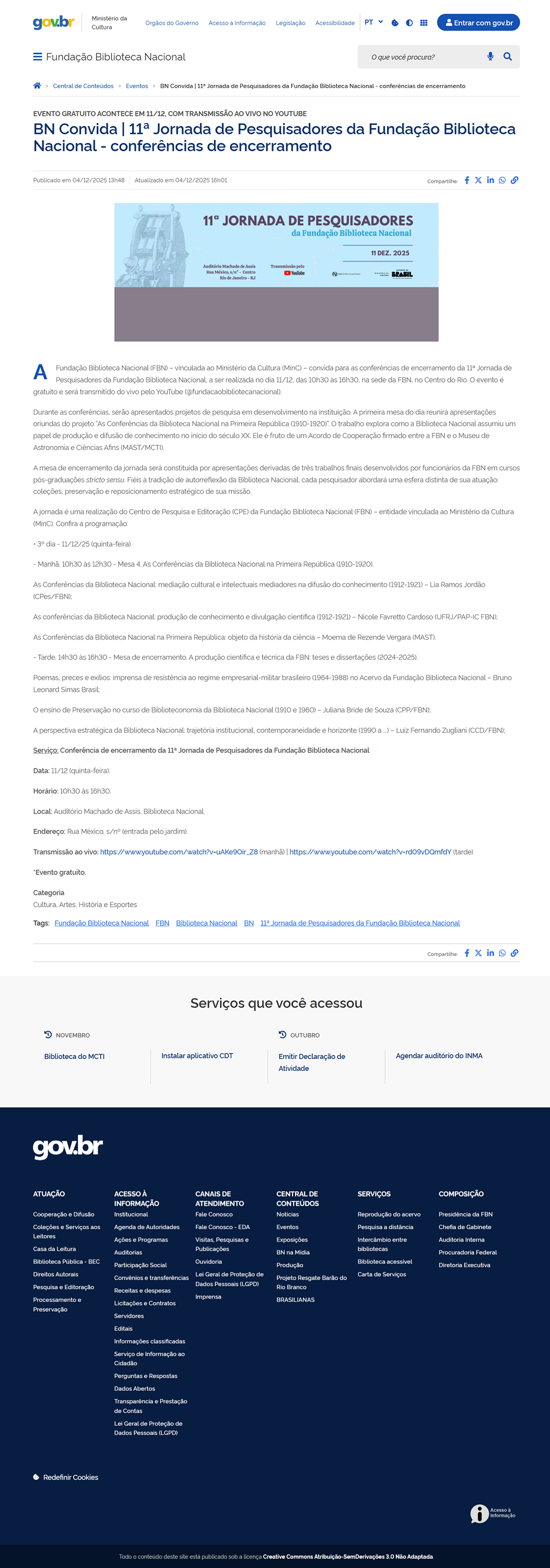 BN Convida | 11ª Jornada de Pesquisadores da Fundação Biblioteca Nacional - conferências de encerramento