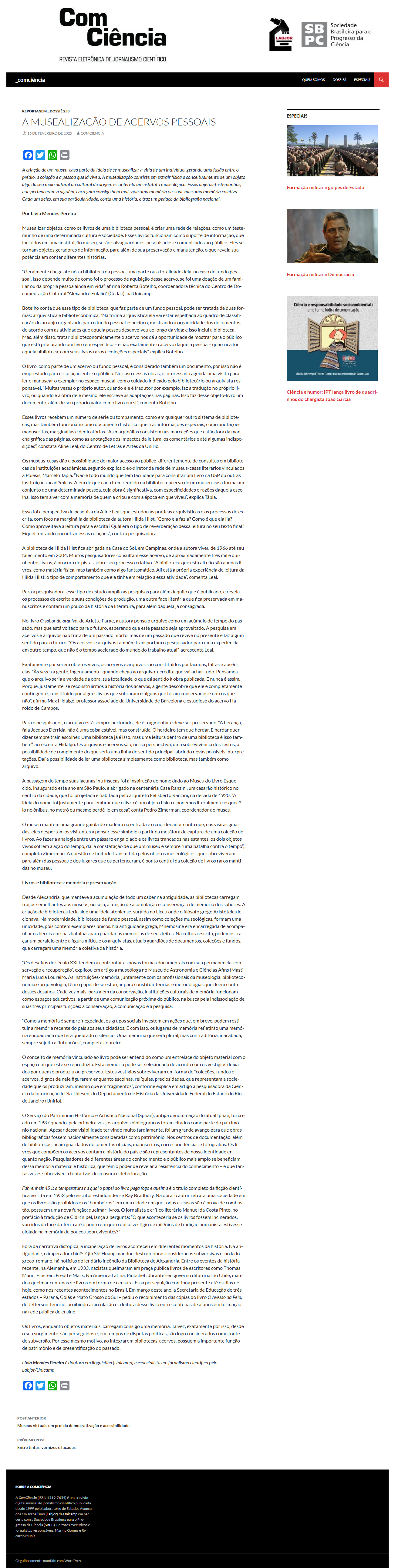 A musealização de acervos pessoais