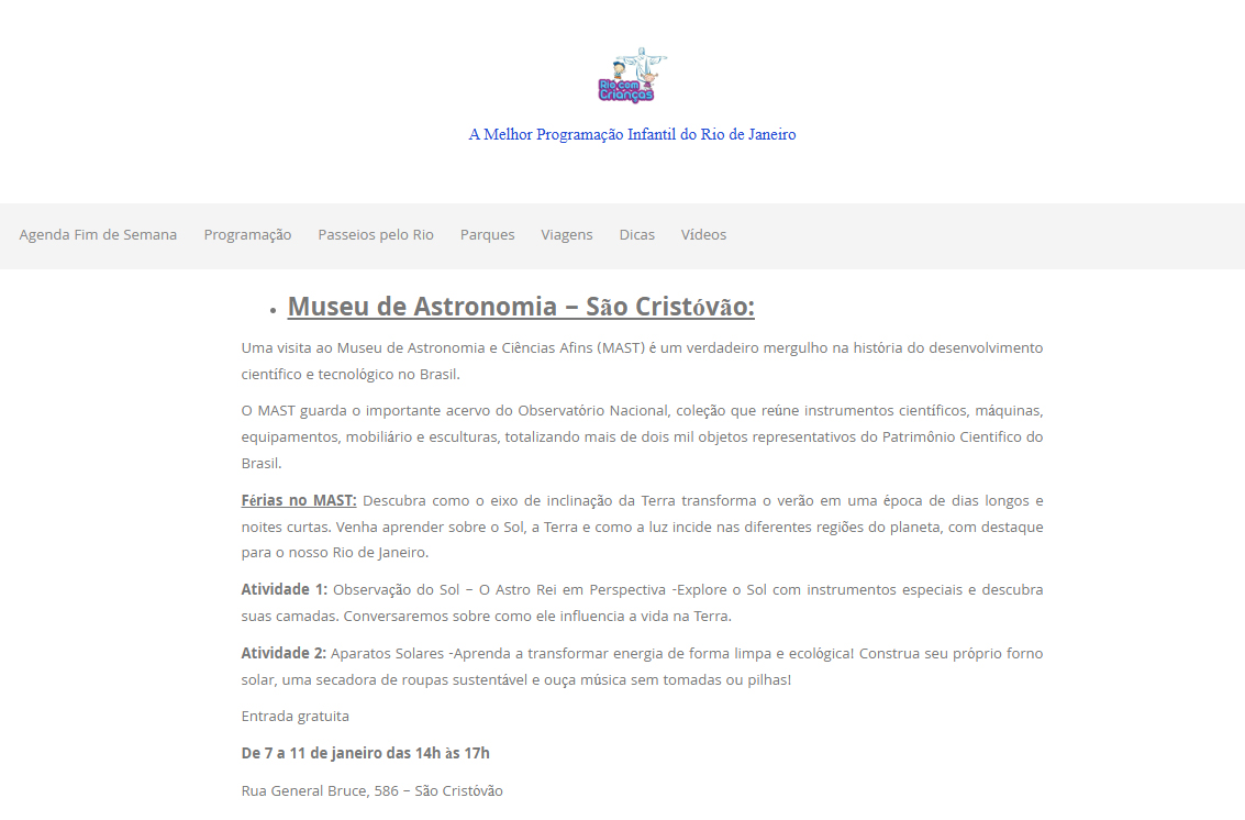 Especial Férias Rio de Janeiro com Crianças 2025