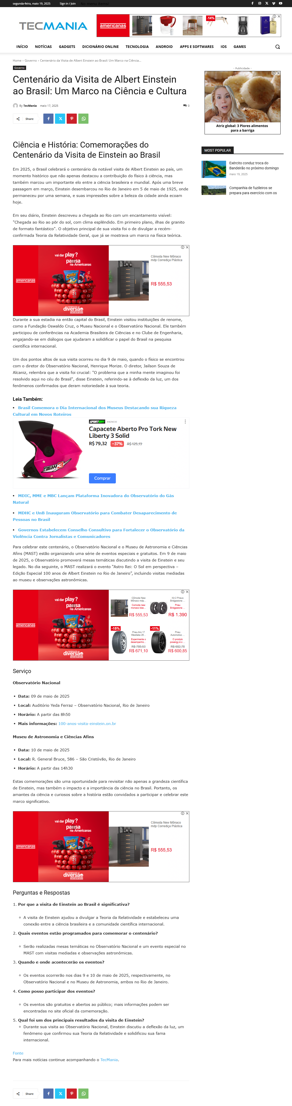 Centenário da Visita de Albert Einstein ao Brasil: Um Marco na Ciência e Cultura