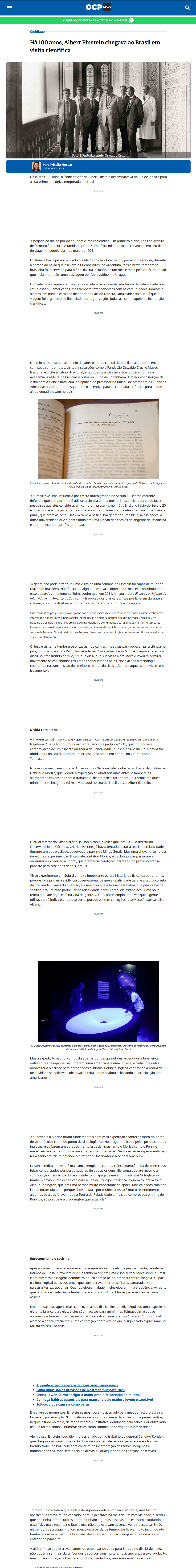 Há 100 anos, Albert Einstein chegava ao Brasil em visita científica