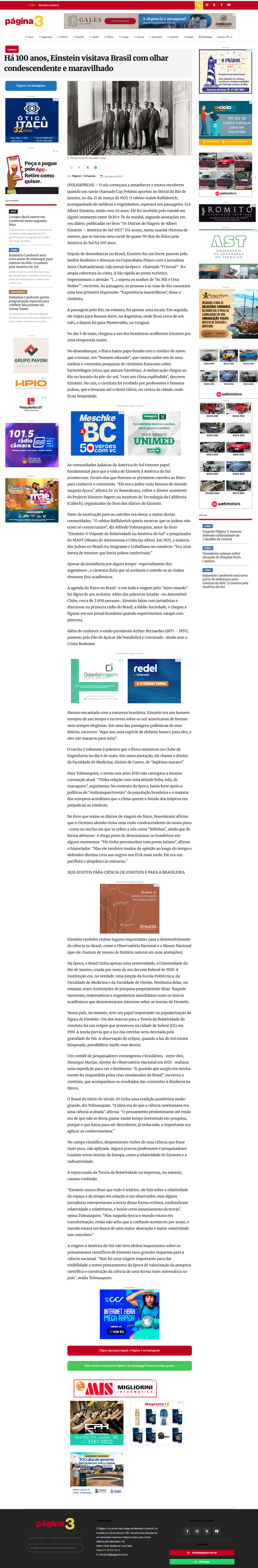 Há 100 anos, Einstein visitava Brasil com olhar condescendente e maravilhado