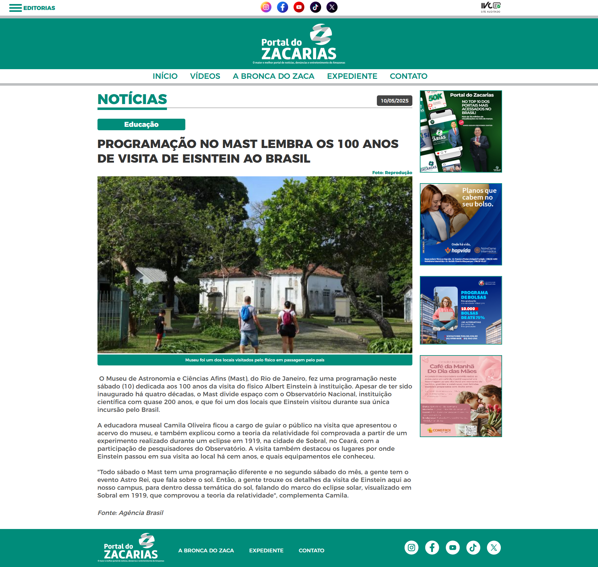 Museu foi um dos locais visitados pelo físico em passagem pelo país