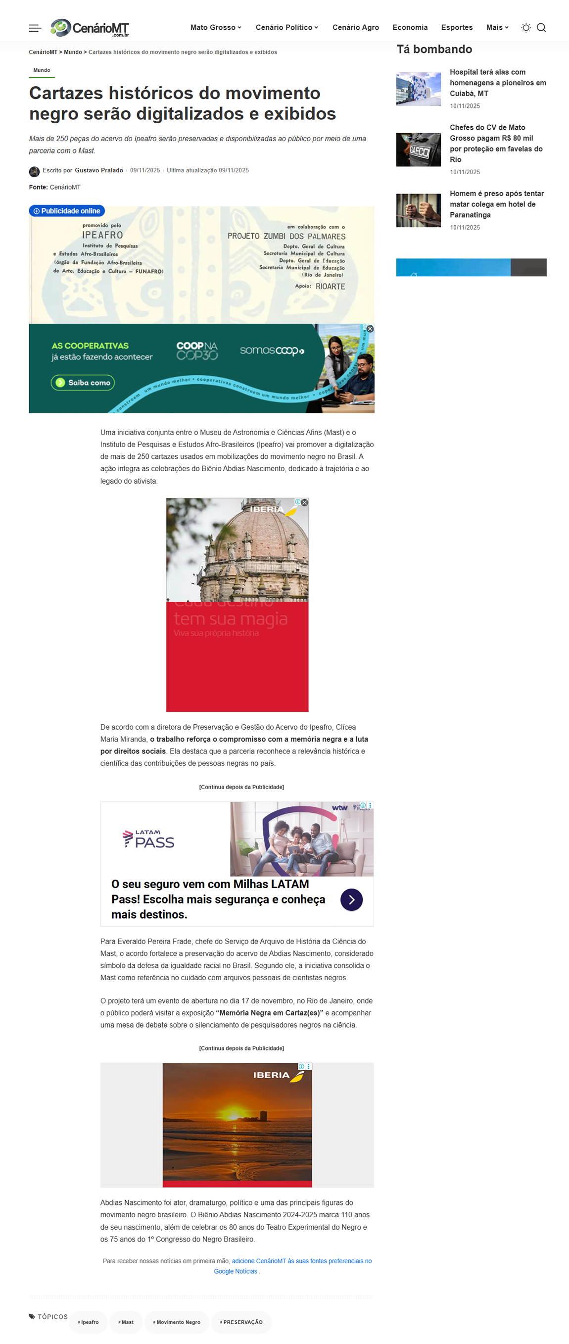 Mais de 250 peças do acervo do Ipeafro serão preservadas e disponibilizadas ao público por meio de uma parceria com o Mast.