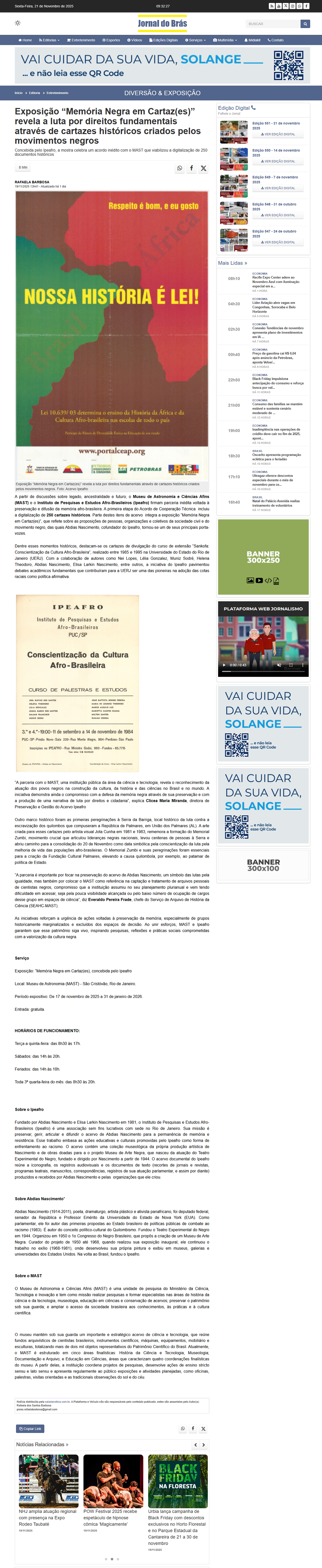 Concebida pelo Ipeafro, a mostra celebra um acordo inédito com o MAST que viabilizou a digitalização de 250 documentos históricos