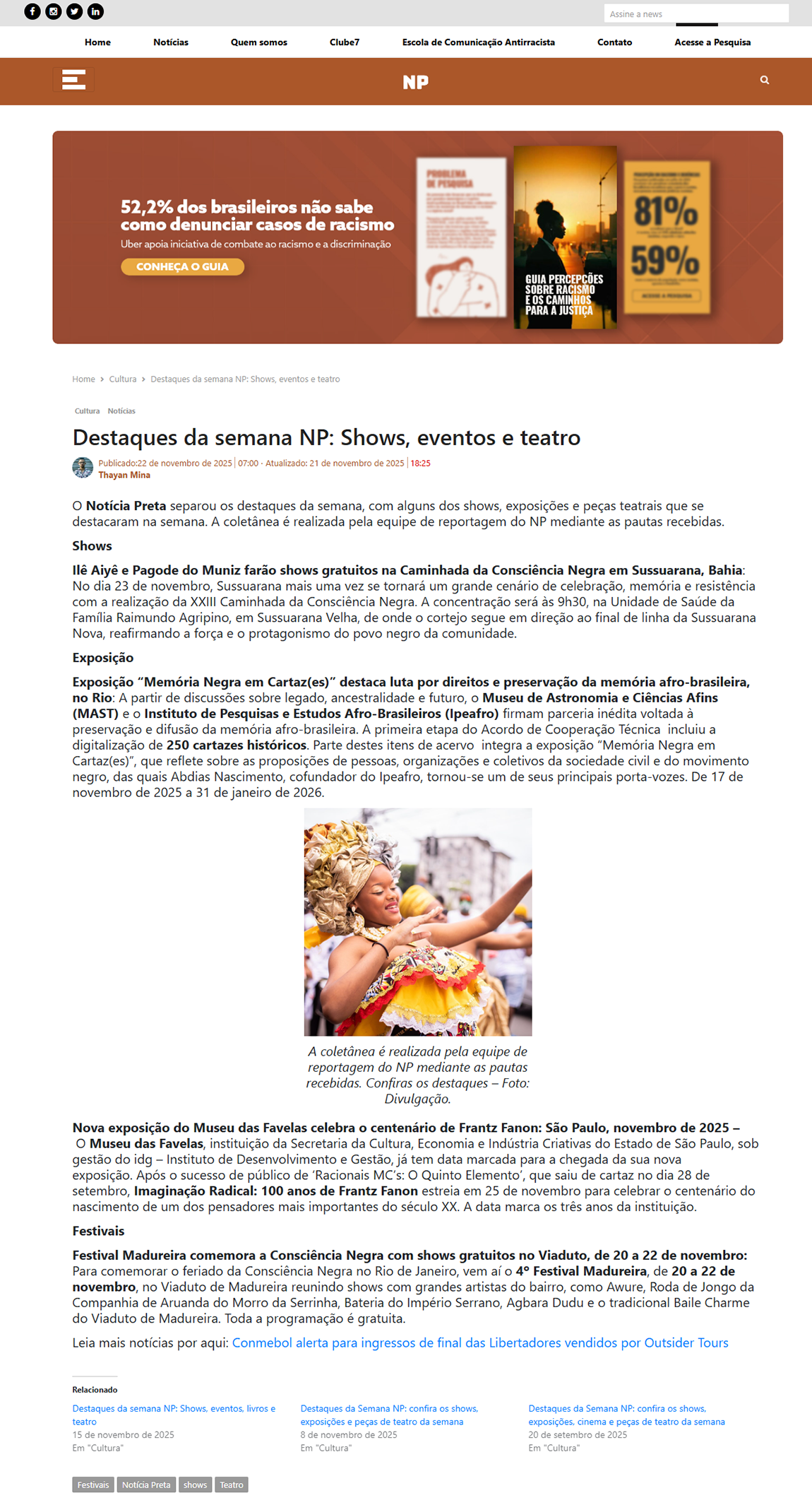 Destaques da semana NP: Shows, eventos e teatro