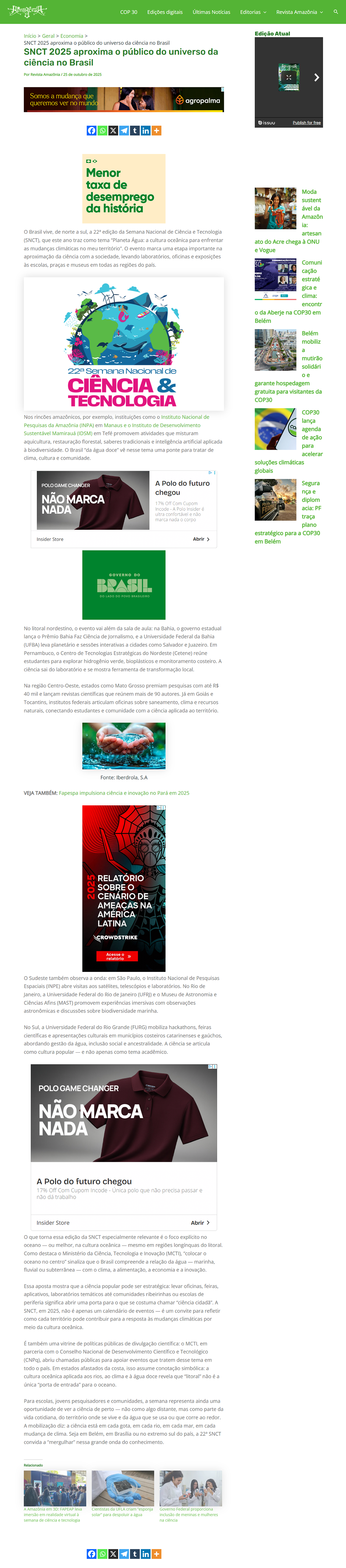 SNCT 2025 aproxima o público do universo da ciência no Brasil