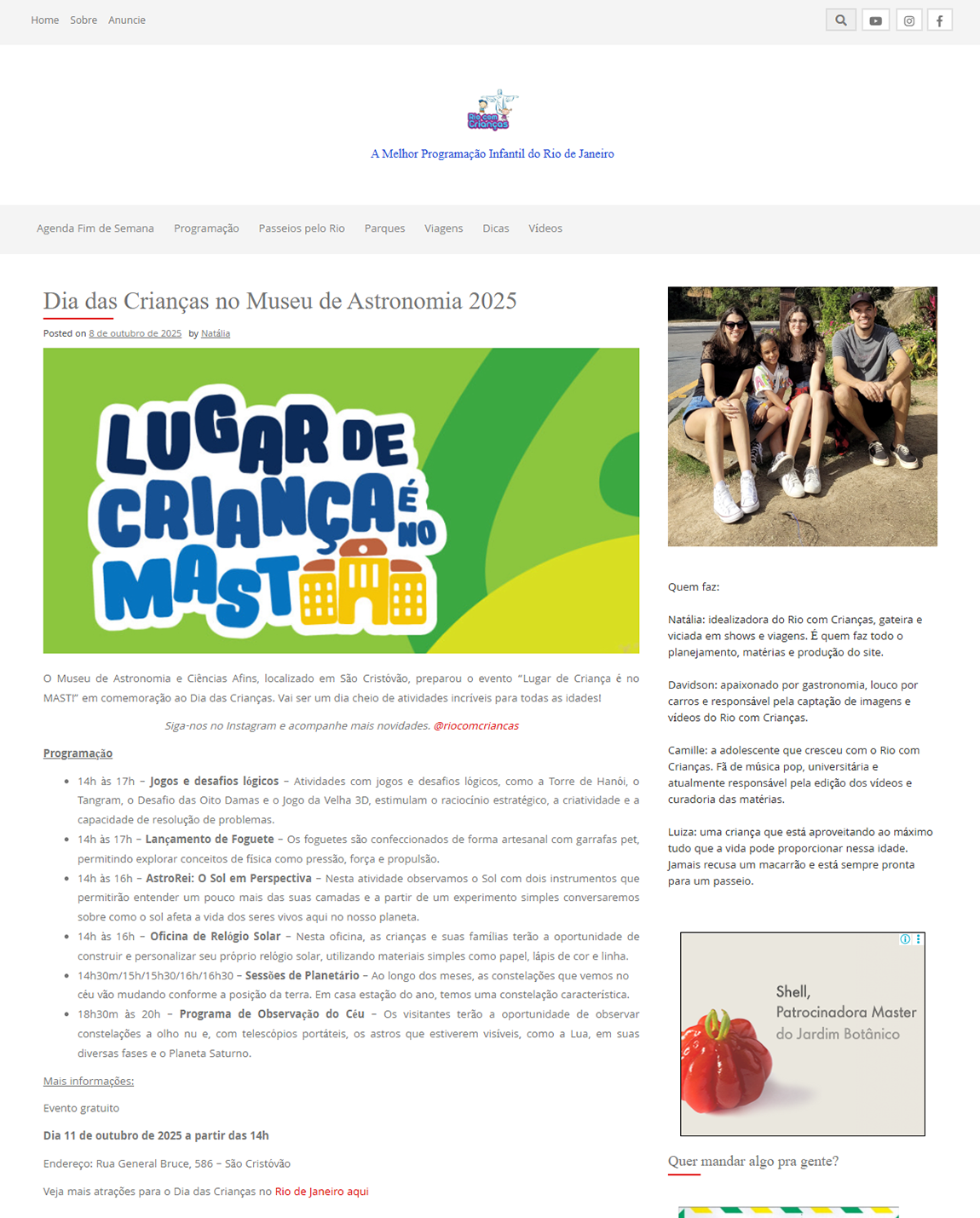 Dia das Crianças no Museu de Astronomia 2025