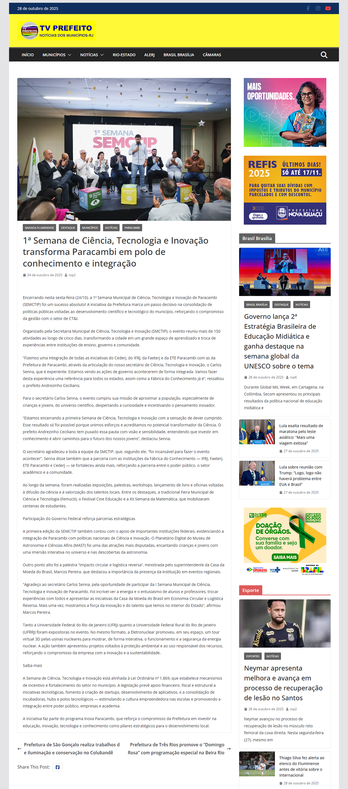 1ª Semana de Ciência, Tecnologia e Inovação transforma Paracambi em polo de conhecimento e integração