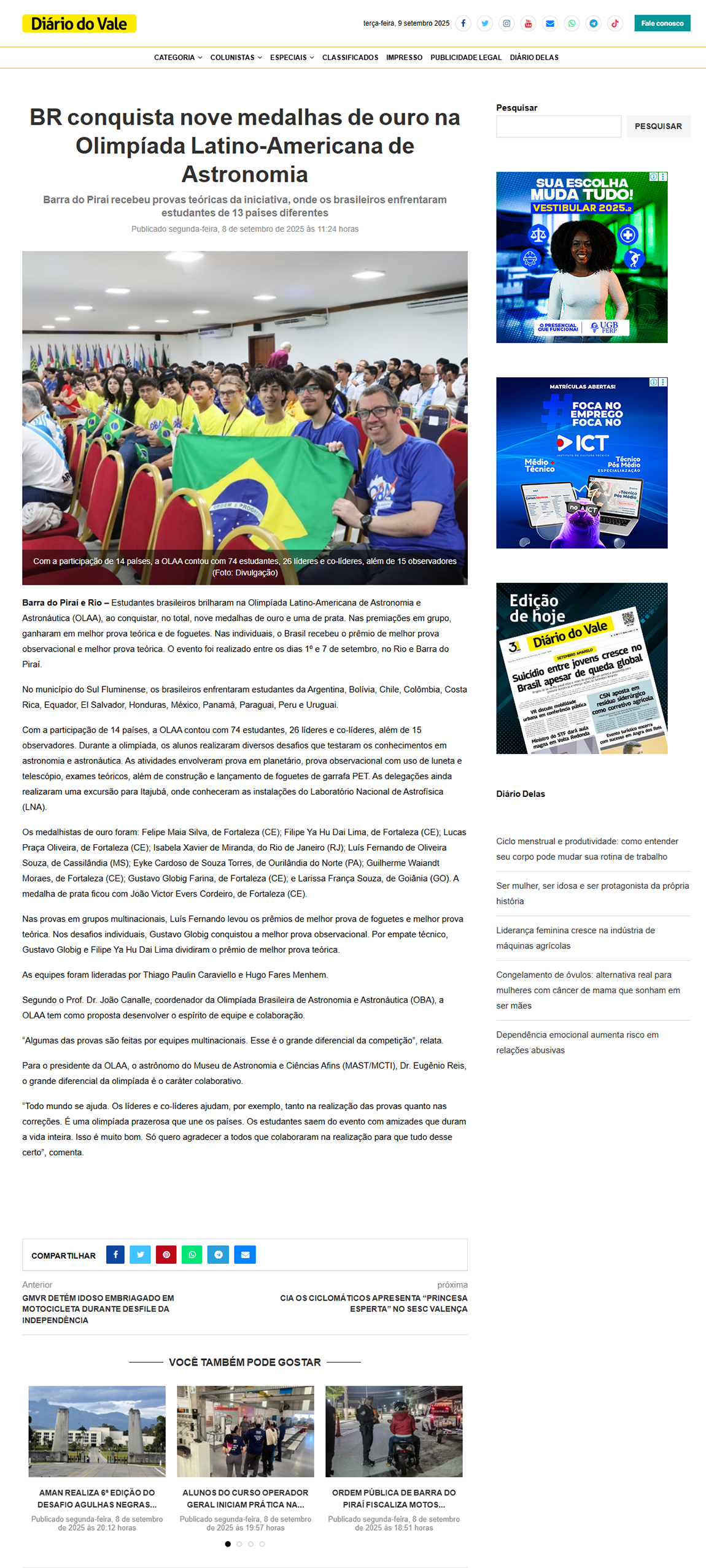 Barra do Piraí recebeu provas teóricas da iniciativa, onde os brasileiros enfrentaram estudantes de 13 países diferentes