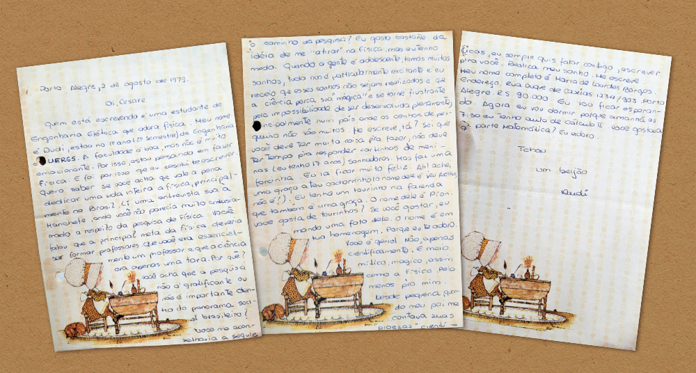 A carta da física Maria de Lourdes Borges, conhecida como Dudi, está depositada no acervo da Universidade Estadual de Campinas (Unicamp)