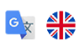 Imagens: Ícones do Google e bandeira da Inglaterra. Ao clicar a página será traduzida para o inglês.