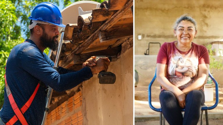Técnico da EAF (à esq.) instala a antena na casa da dona Geana (à dir.).jpg