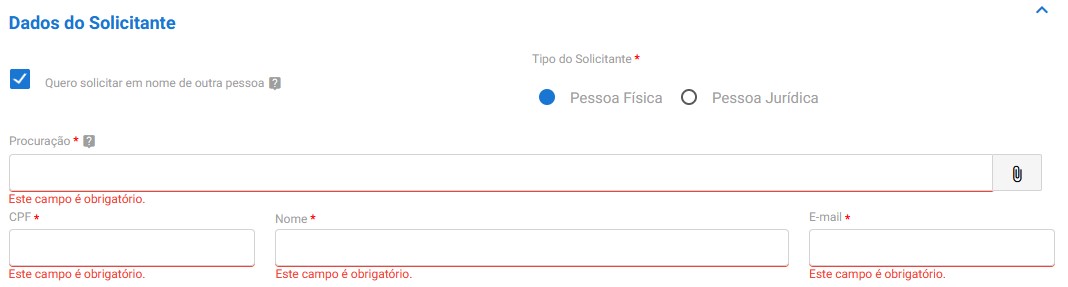 Cadastramento de terceiros