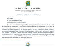Presidente Bolsonaro promulga Lei que impede contingenciamento do FNDCT