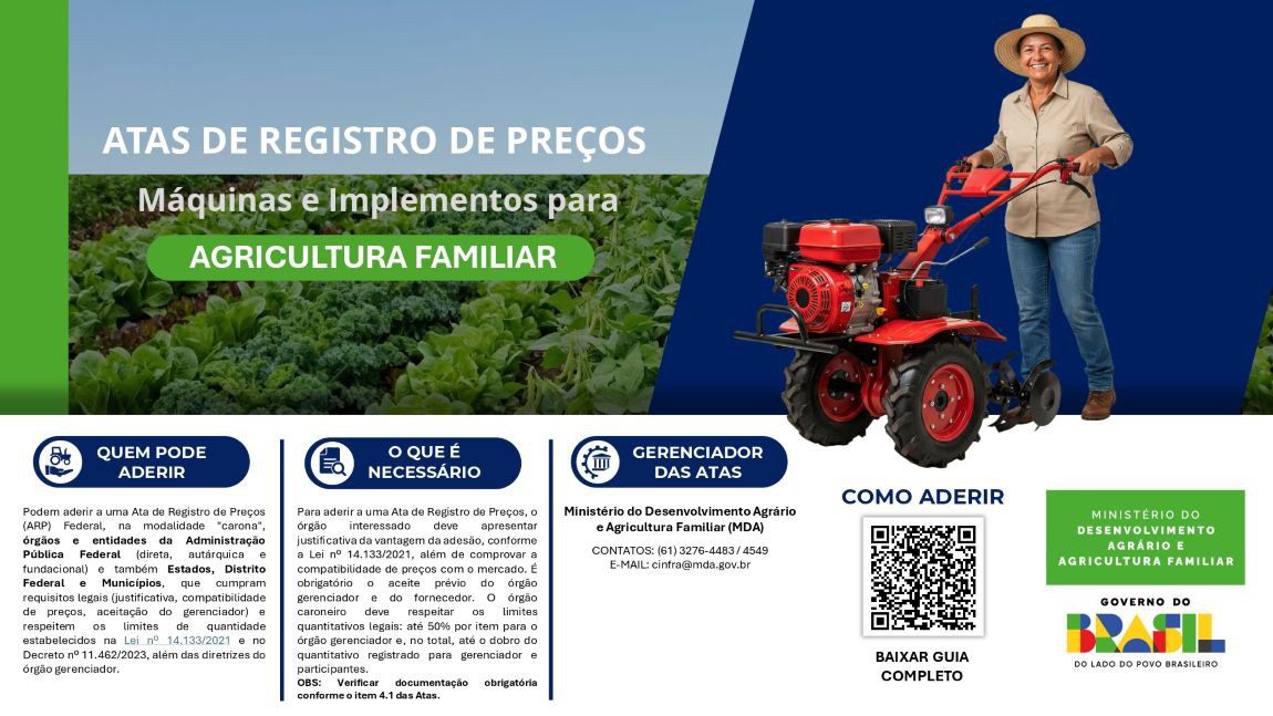Banner de Máquinas e implementos para Agricultura Familiar