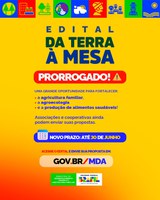 Inscrições para o edital “Da Terra à Mesa Brasil” são prorrogadas até 30 de junho