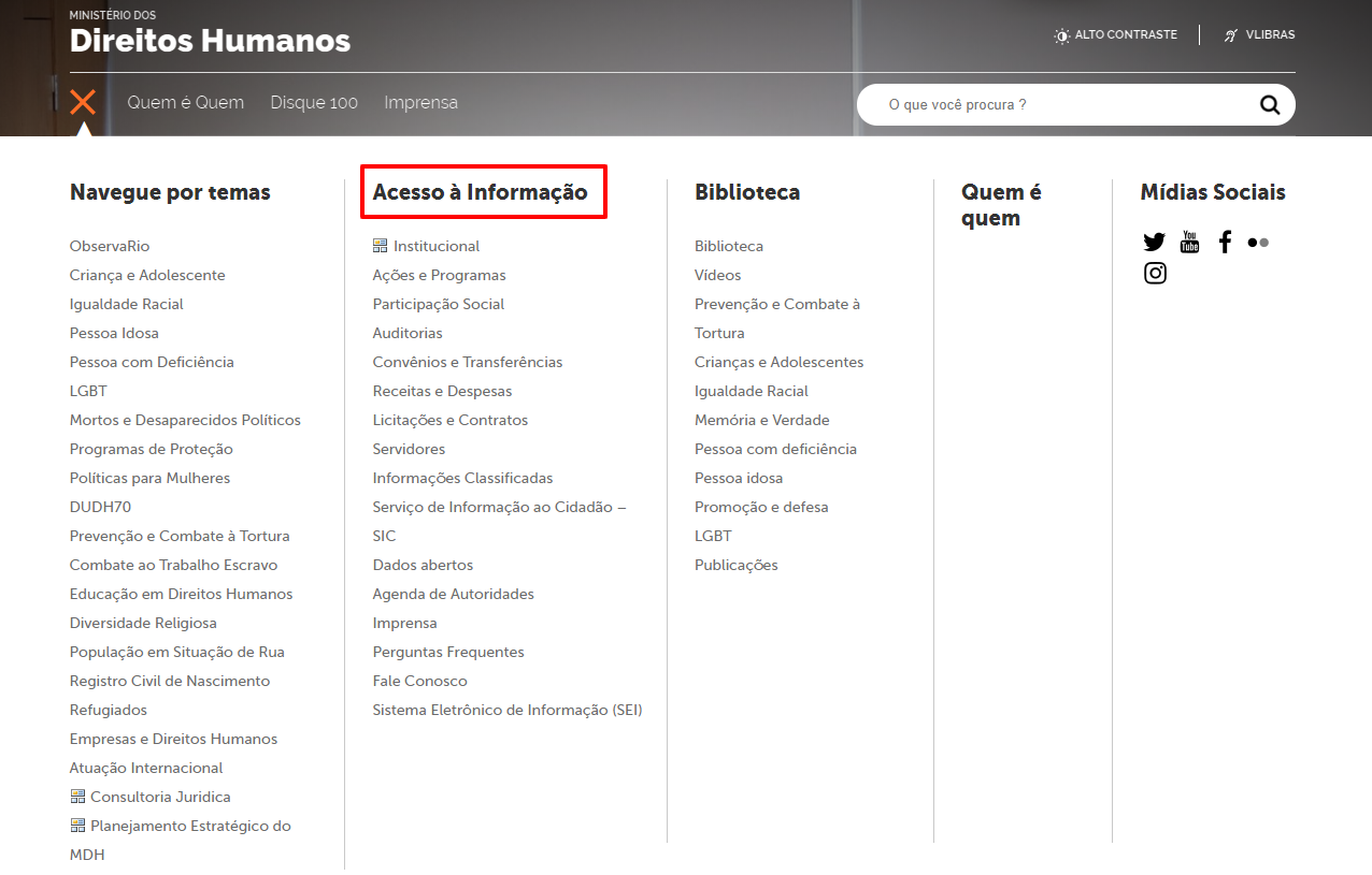 Print do menu aberto