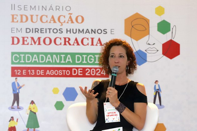 Chefe da Assessoria Especial de Educação e Cultura em Direitos Humanos, Letícia Cesarino, abriu o evento