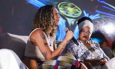 A ministra da Igualdade Racial, Anielle Franco, discursou (Foto: Duda Rodrigues/MDHC)