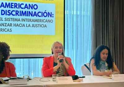 Symmy Larrat no Fórum Interamericano contra a Discriminação (Foto: Divulgação)