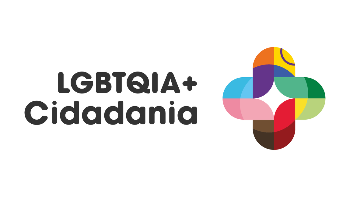 Banner retangular com fundo branco. Texto da imagem: LGBTQIA+ Cidadania