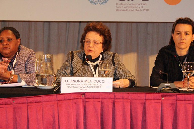 Em painel temático, ministra Eleonora elenca ações do governo brasileiro Foto: Nei Bomfim/SPM