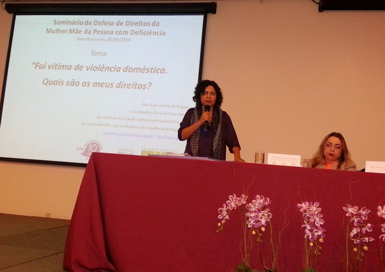 SPM apresenta panorama geral da Lei Maria da Penha durante seminário em Minas Gerais. Divulgação / SPM.