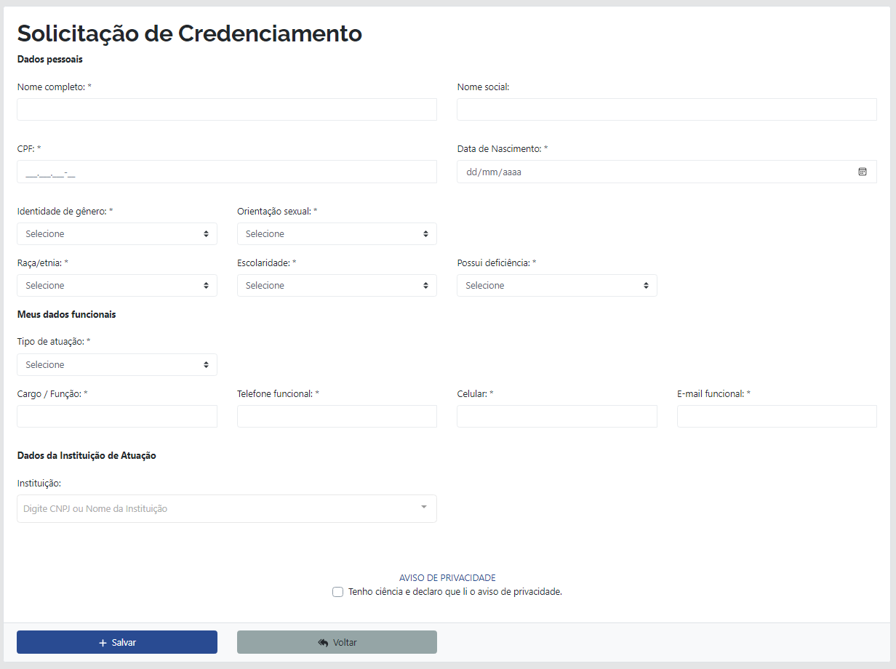 imagem 2: tela de credenciamento