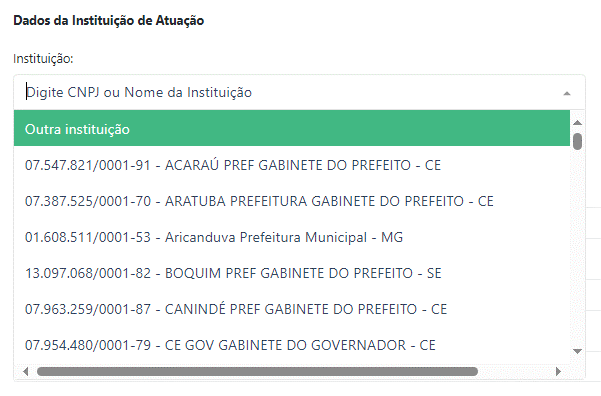 Inserir nova instituição
